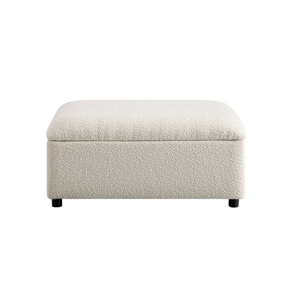 Magda Fold-Out Single Bed in an Ottoman, Beige Boucle