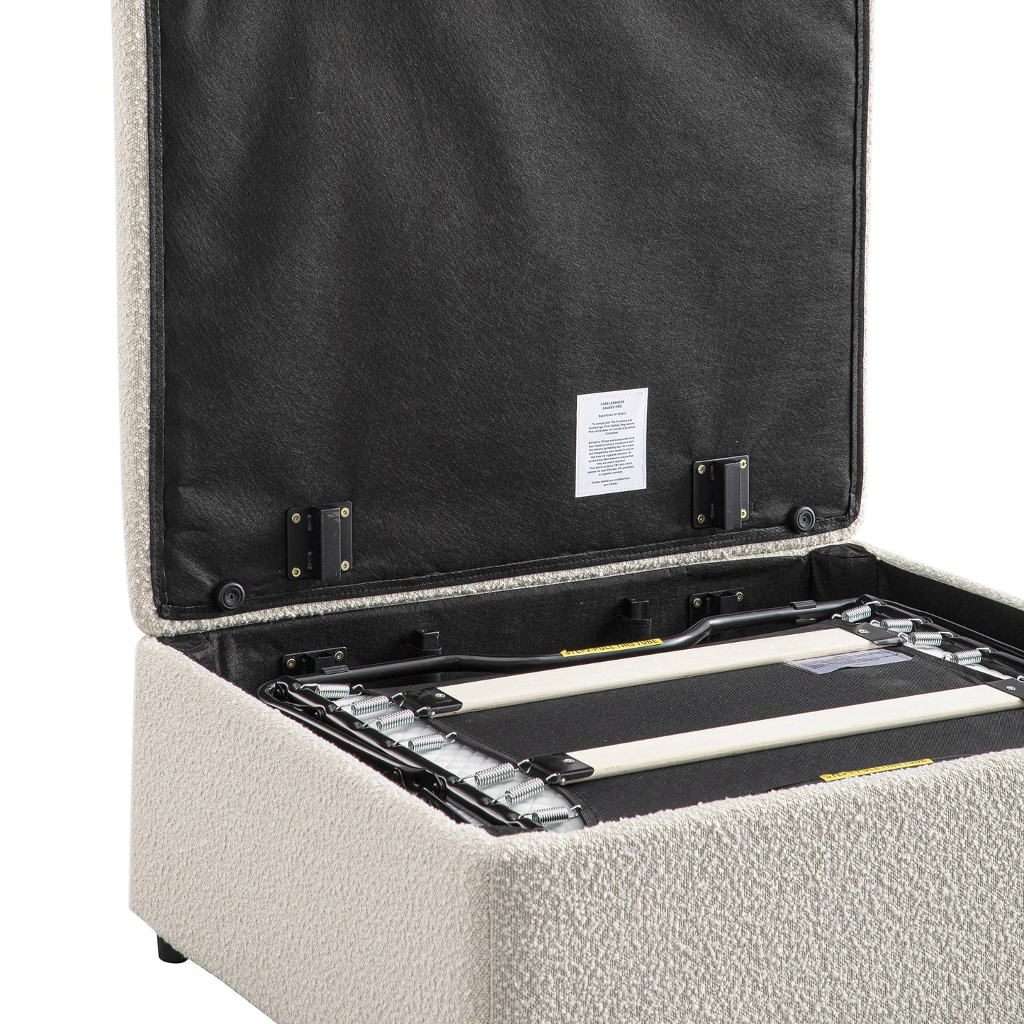 Magda Fold-Out Single Bed in an Ottoman, Beige Boucle