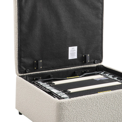 Magda Fold-Out Single Bed in an Ottoman, Beige Boucle