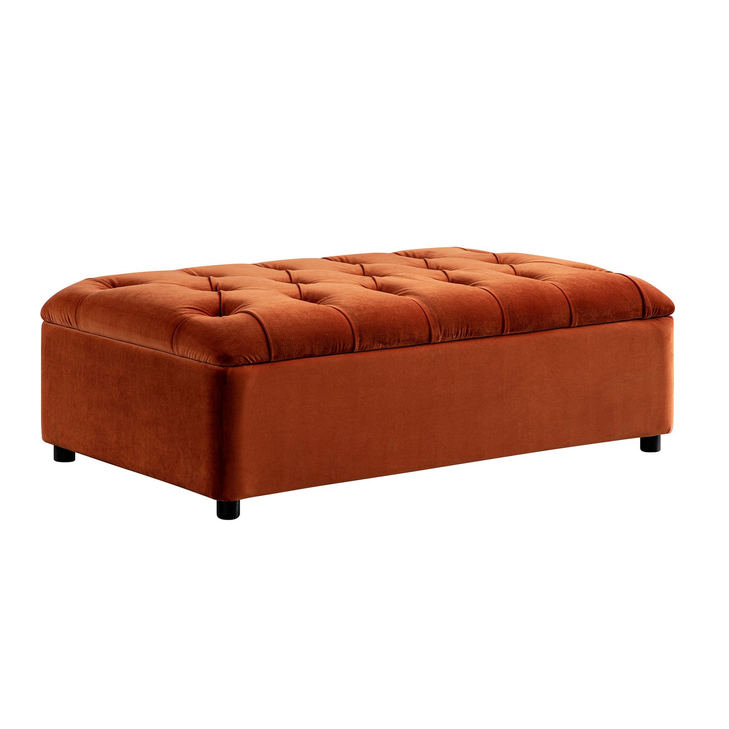 Portland Small Double Buttoned Fold-Out Bed in Ottoman, Rust Velvet