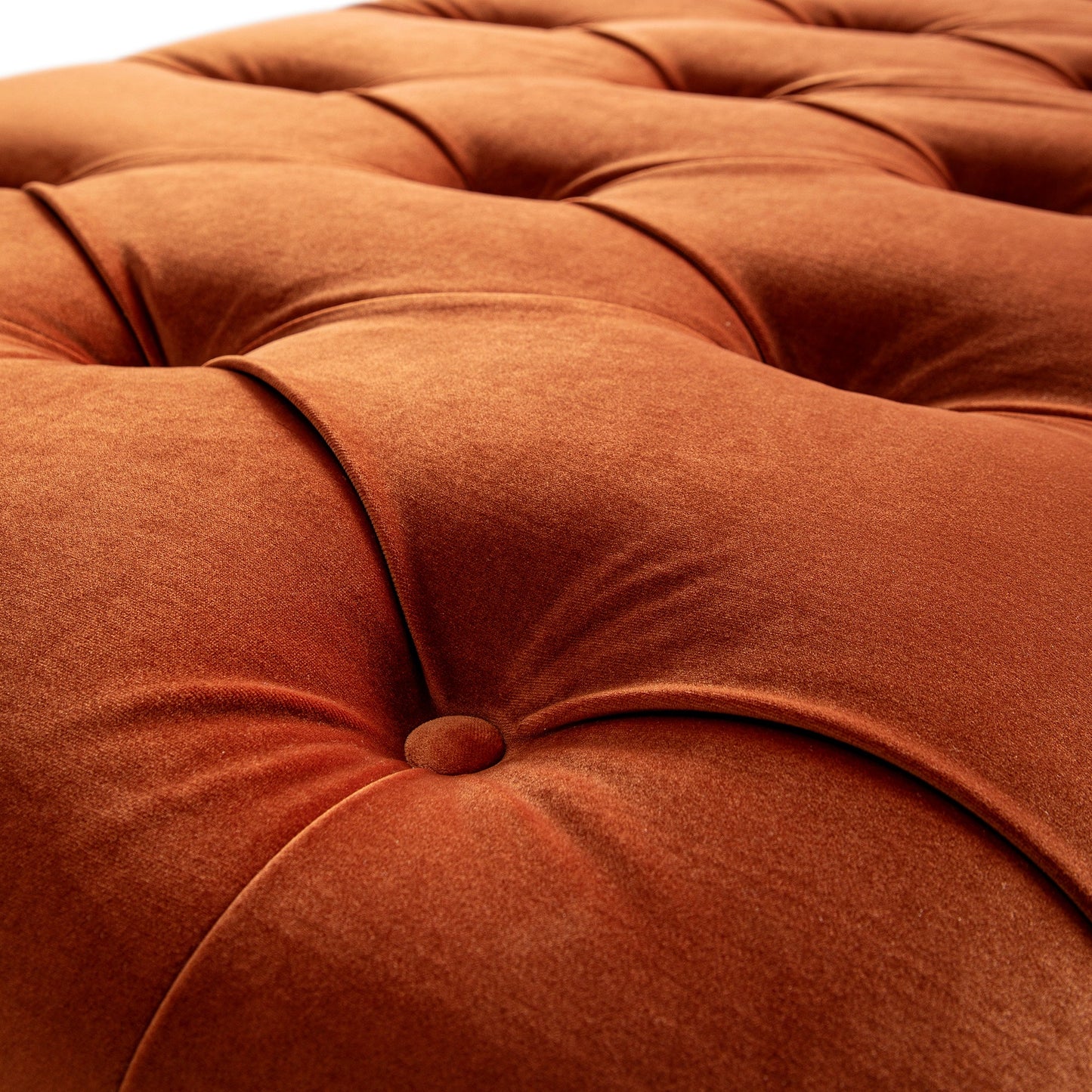 Portland Small Double Buttoned Fold-Out Bed in Ottoman, Rust Velvet