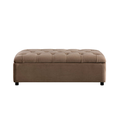 Portland Small Double Buttoned Fold-Out Bed in Ottoman, Mink Velvet