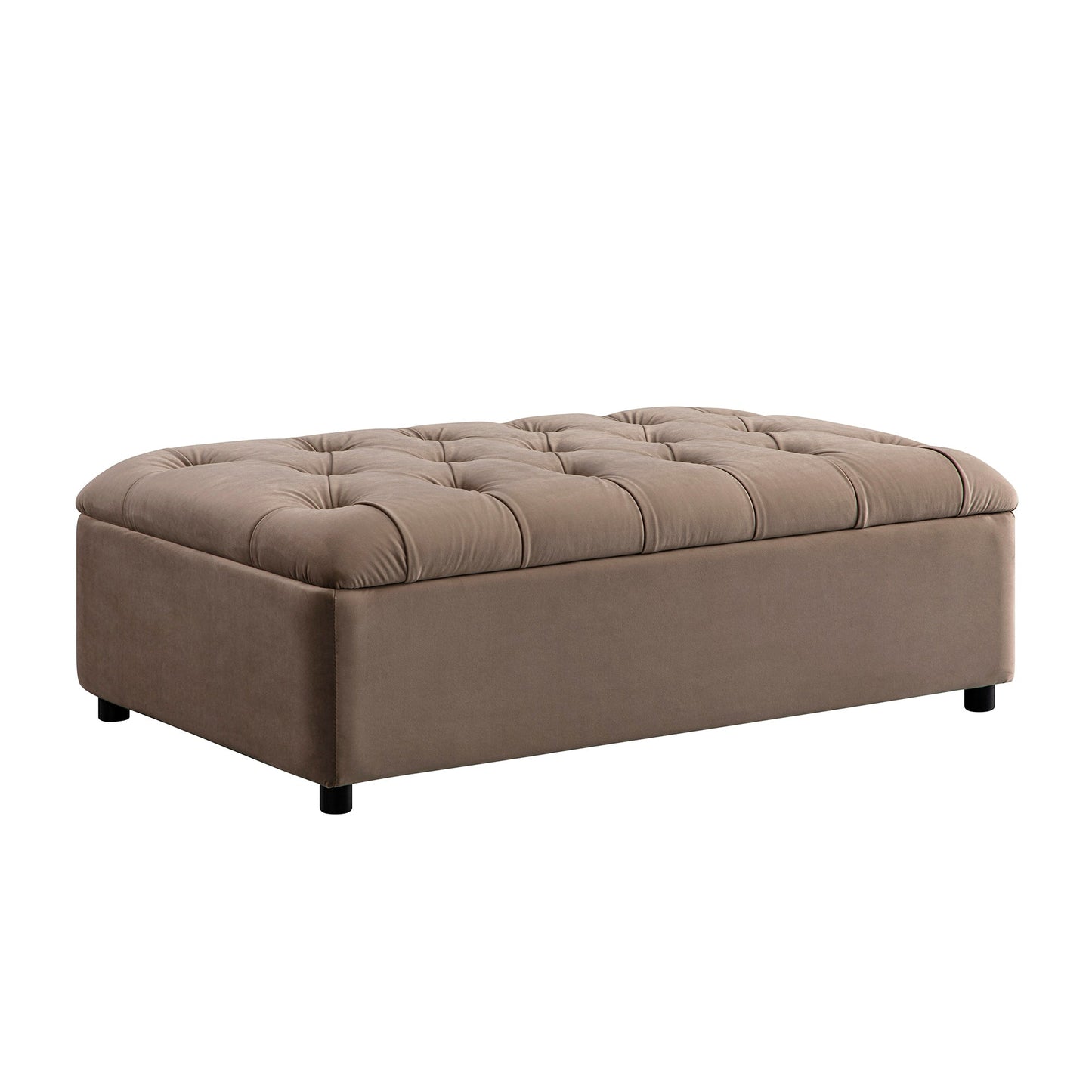 Portland Small Double Buttoned Fold-Out Bed in Ottoman, Mink Velvet