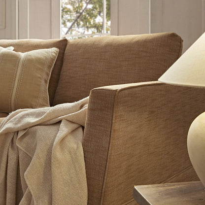 Fitz Skirted 2-Seater Sofa, Apricot Linen Blend