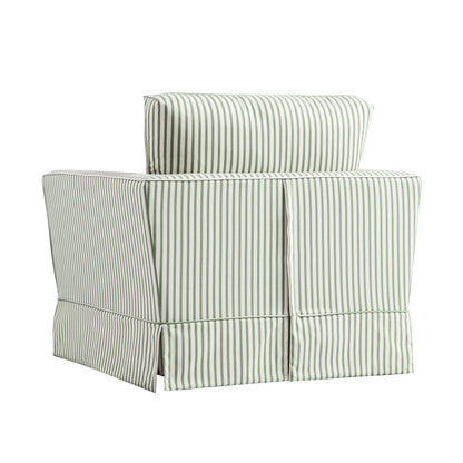 Fitz Skirted Armchair, Sage Striped Linen Blend
