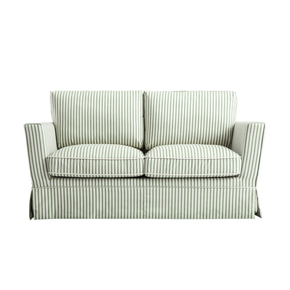 Fitz Skirted 2-Seater Sofa, Sage Striped Linen Blend