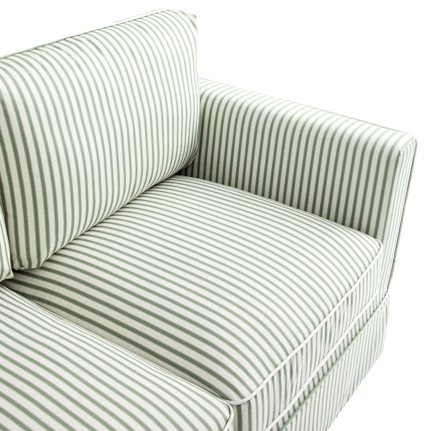 Fitz Skirted 2-Seater Sofa, Sage Striped Linen Blend