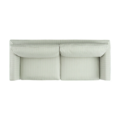 Fitz Skirted Large 3-Seater Sofa, Sage Striped Linen Blend