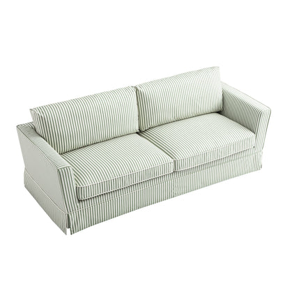 Fitz Skirted Large 3-Seater Sofa, Sage Striped Linen Blend