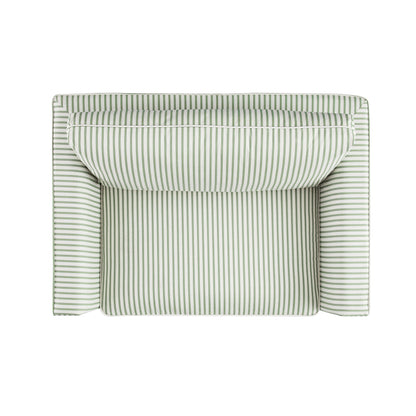 Fitz Skirted Loveseat, Sage Striped Linen Blend
