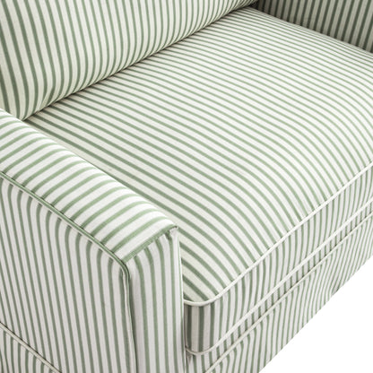 Fitz Skirted Loveseat, Sage Striped Linen Blend