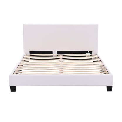 URSA White PU Leather Bed Frame with LED on Footend