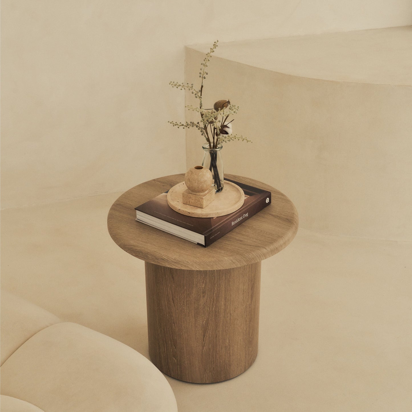 Madison - Washed Wood Round Wooden Side Table