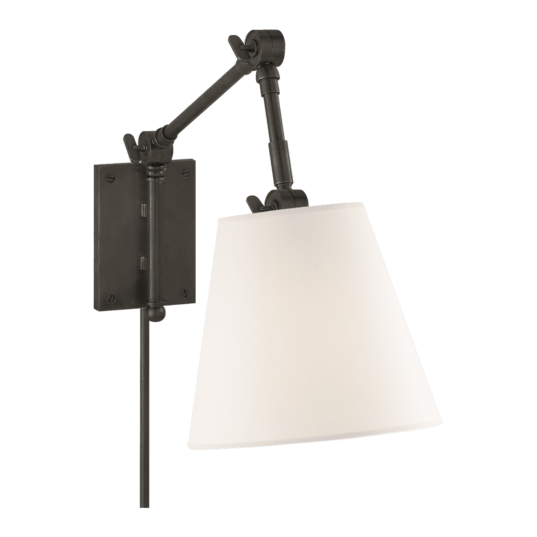 Graves Pivoting Sconce - Bronze with Linen Shade