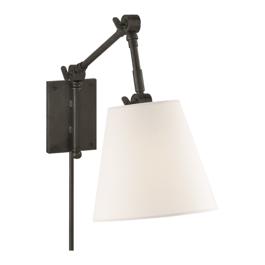 Graves Pivoting Sconce - Bronze with Linen Shade