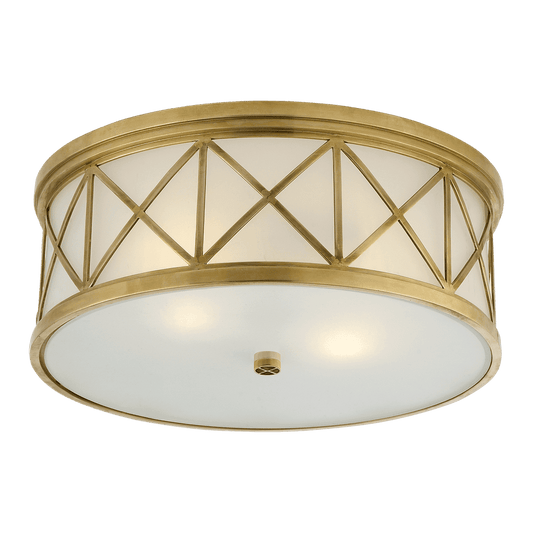 Montpelier Large Flush Mount - Antique Brass with Frosted Glass