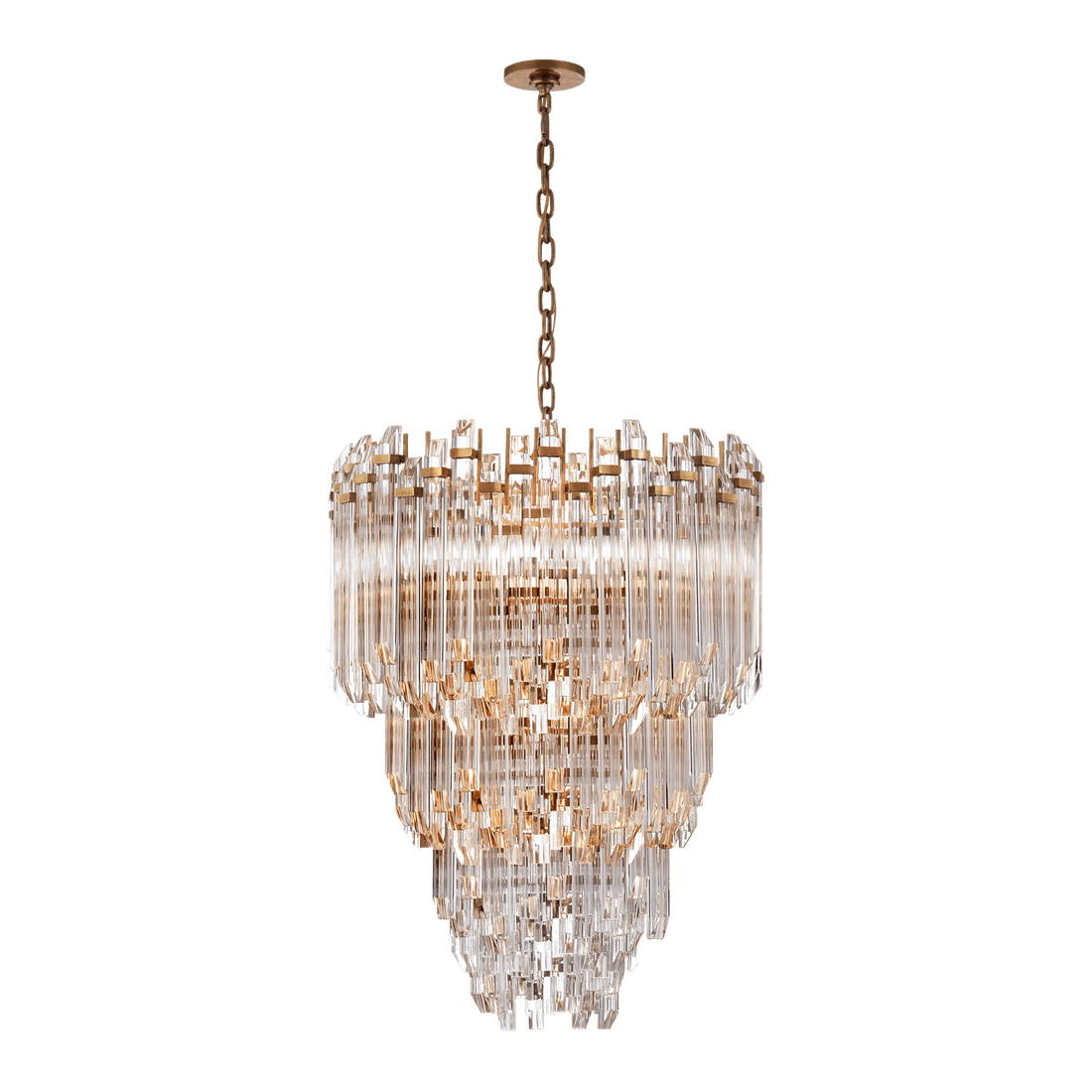 Adele Three-Tier Waterfall Chandelier - Antique Brass with Clear Acrylic