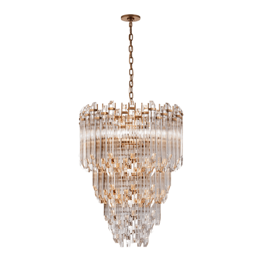 Adele Three-Tier Waterfall Chandelier - Antique Brass with Clear Acrylic