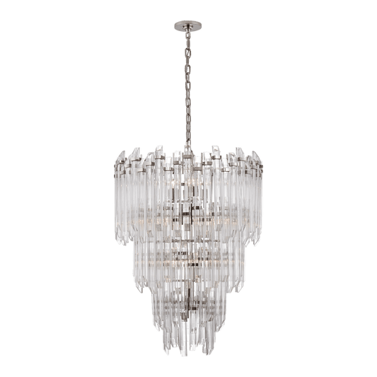Adele Three-Tier Waterfall Chandelier - Polished Nickel with Clear Acrylic