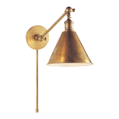 Boston Functional Single Arm Library Light - Antique Brass