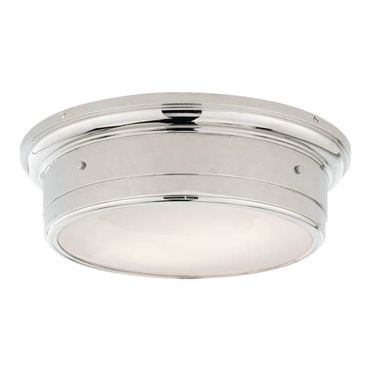 Siena Large Flush Mount - Polished Nickel with White Glass