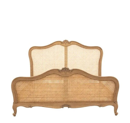 Chic Kingsize Bed - Cane & Weathered Wood Bed