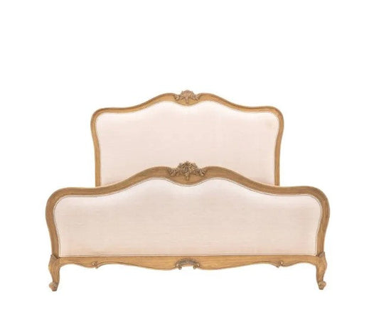 Chic Super King Bed - Linen & Weathered Wood