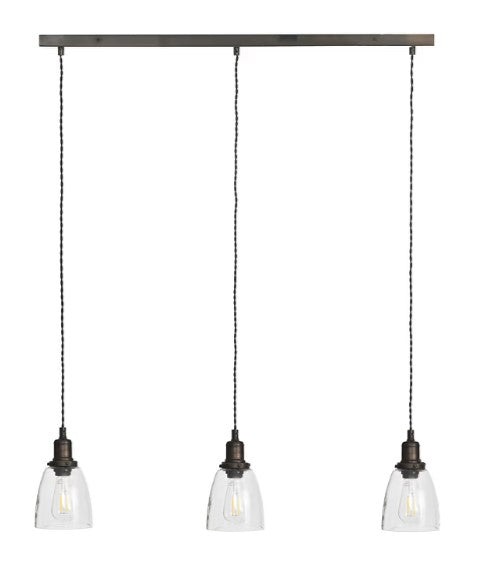 Trio of Hoxton Domed Pendant Light - Antique Bronze