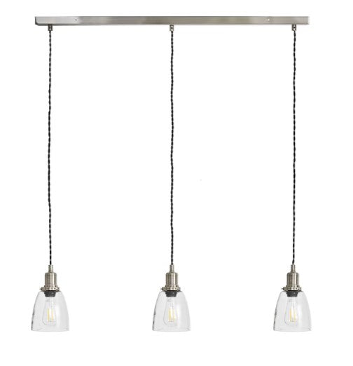 Trio of Hoxton Domed Pendant Light - Satin Nickel