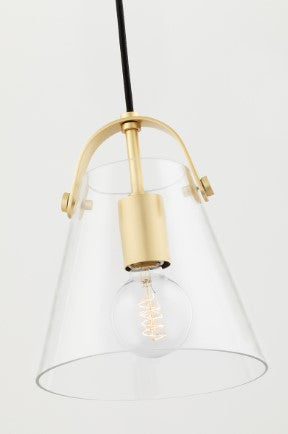 Karin 1 Light Large Pendant Light - Aged Brass