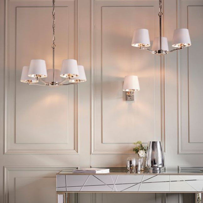 Hattie 5 Light Pendant Light - Bright Nickel