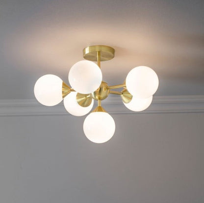 Opal 6 Light Ceiling Light - Gold