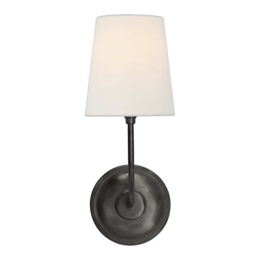 Vendome Single Sconce - Bronze with Linen Shade