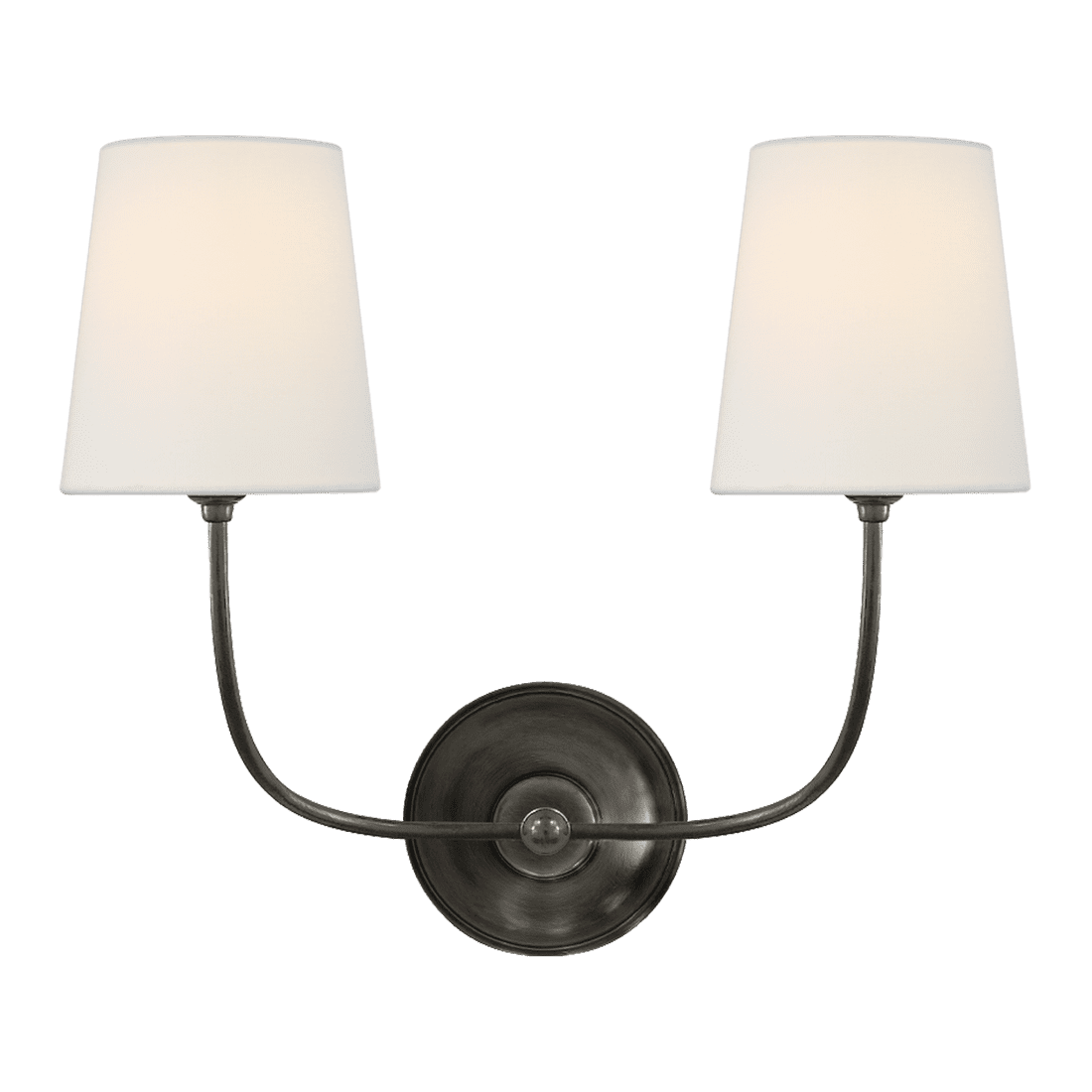 Vendome Double Sconce - Bronze with Linen Shades
