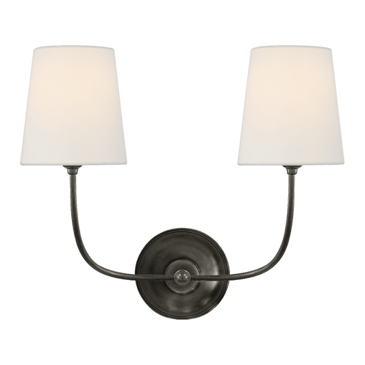 Vendome Double Sconce - Bronze with Linen Shades