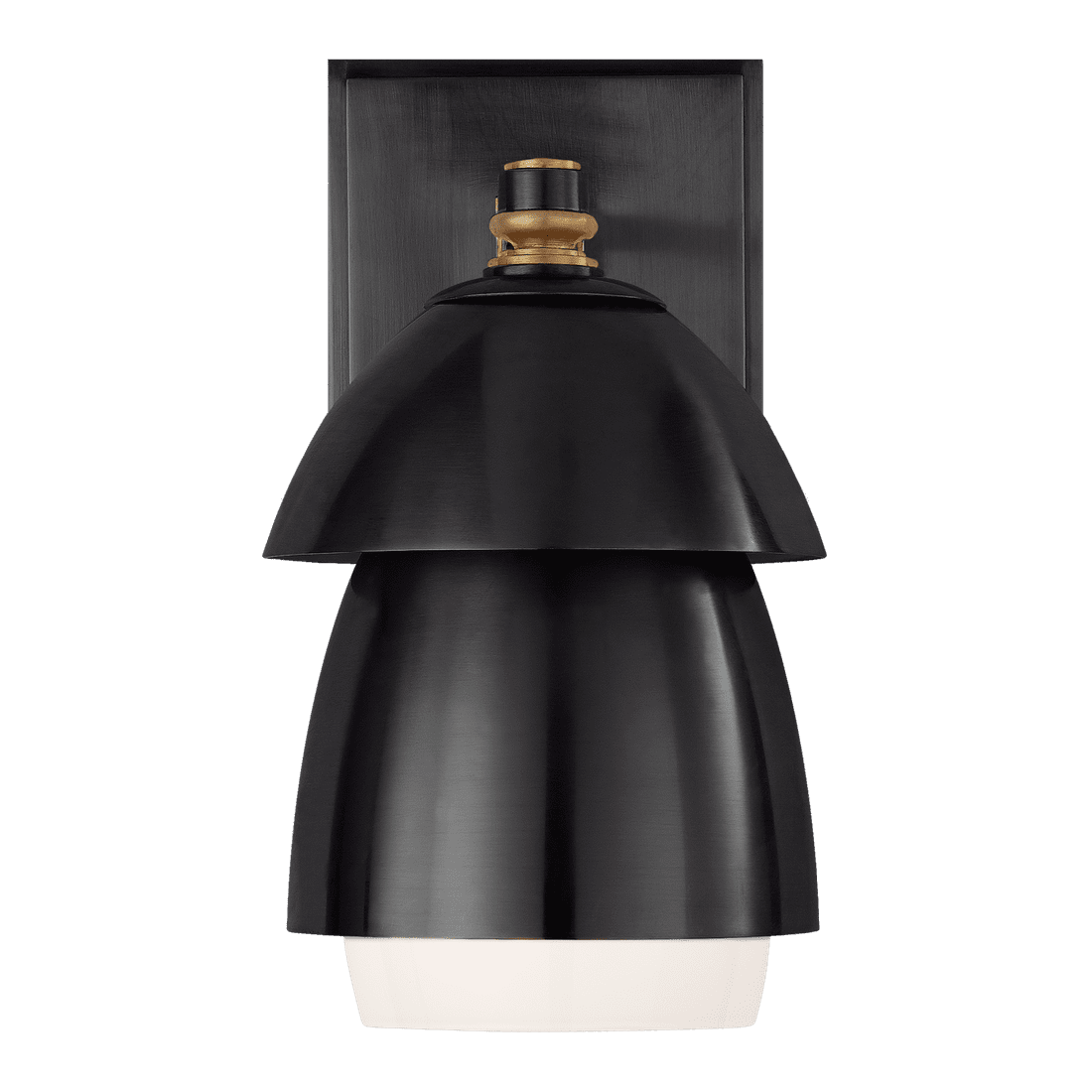 Whitman Small Sconce - Bronze & Antique Brass with Bronze & White Glass Shade