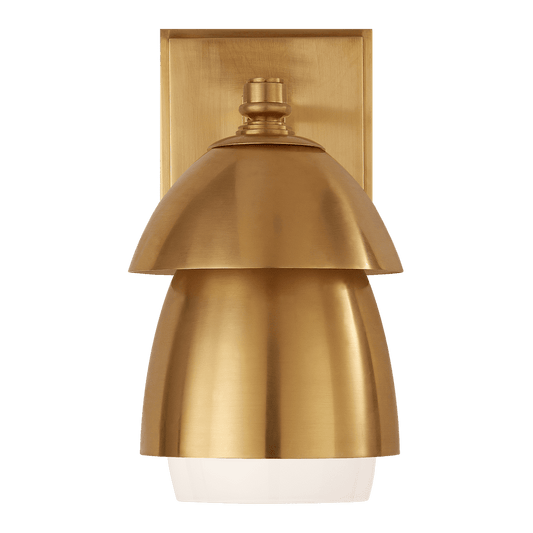 Whitman Small Sconce - Antique Brass & White Glass Shade