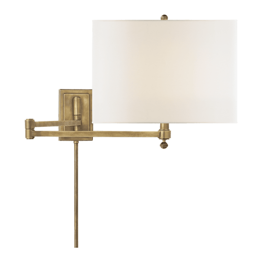 Hudson Swing Arm - Antique Brass with Linen Shade
