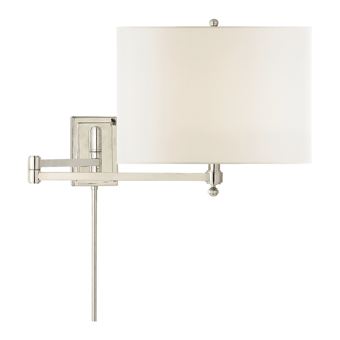 Hudson Swing Arm - Polished Nickel with Linen Shade