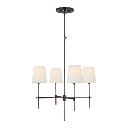 Bryant Small Chandelier - Bronze with Linen Shades