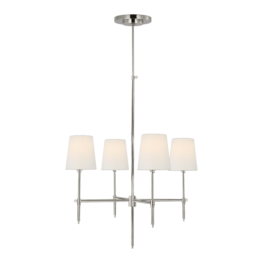 Bryant Small Chandelier - Polished Nickel with Linen Shades