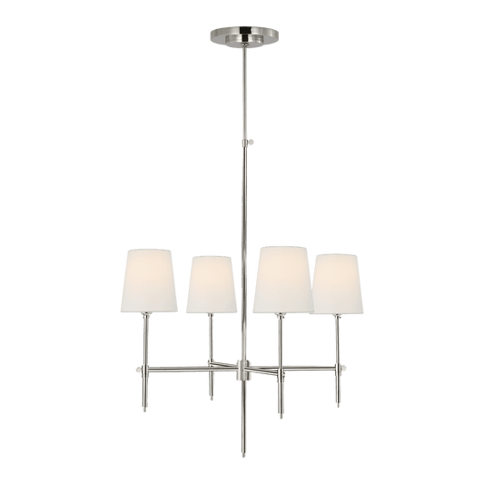Bryant Small Chandelier - Polished Nickel with Linen Shades