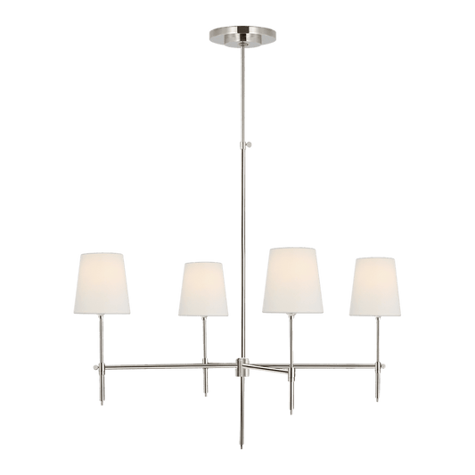 Bryant Large Chandelier - Polished Nickel with Linen Shades