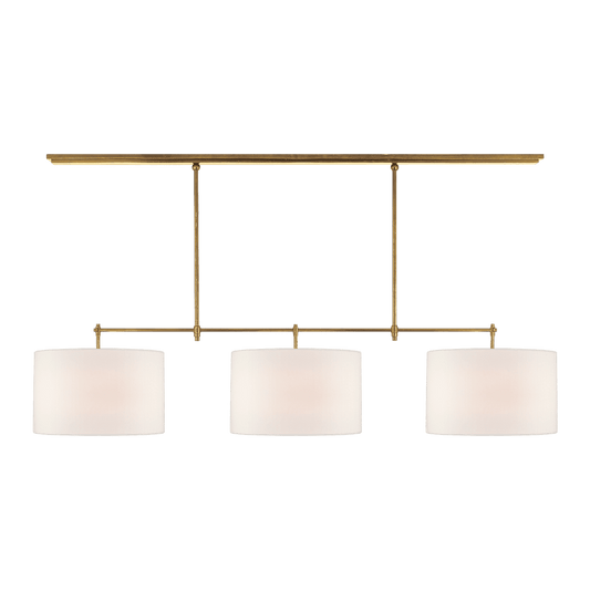 Bryant Large Billiard - Antique Brass with Linen Shades