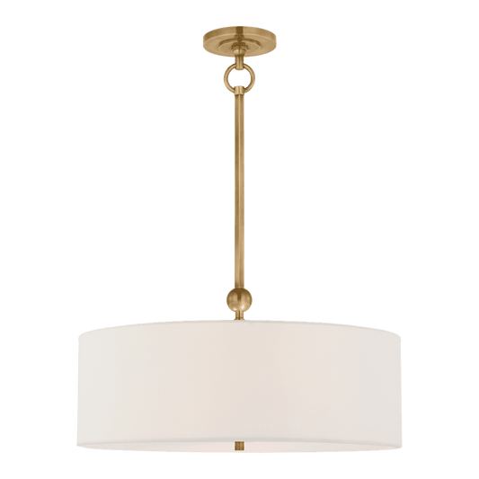 Reed Hanging Shade - Antique Brass with Linen Shade