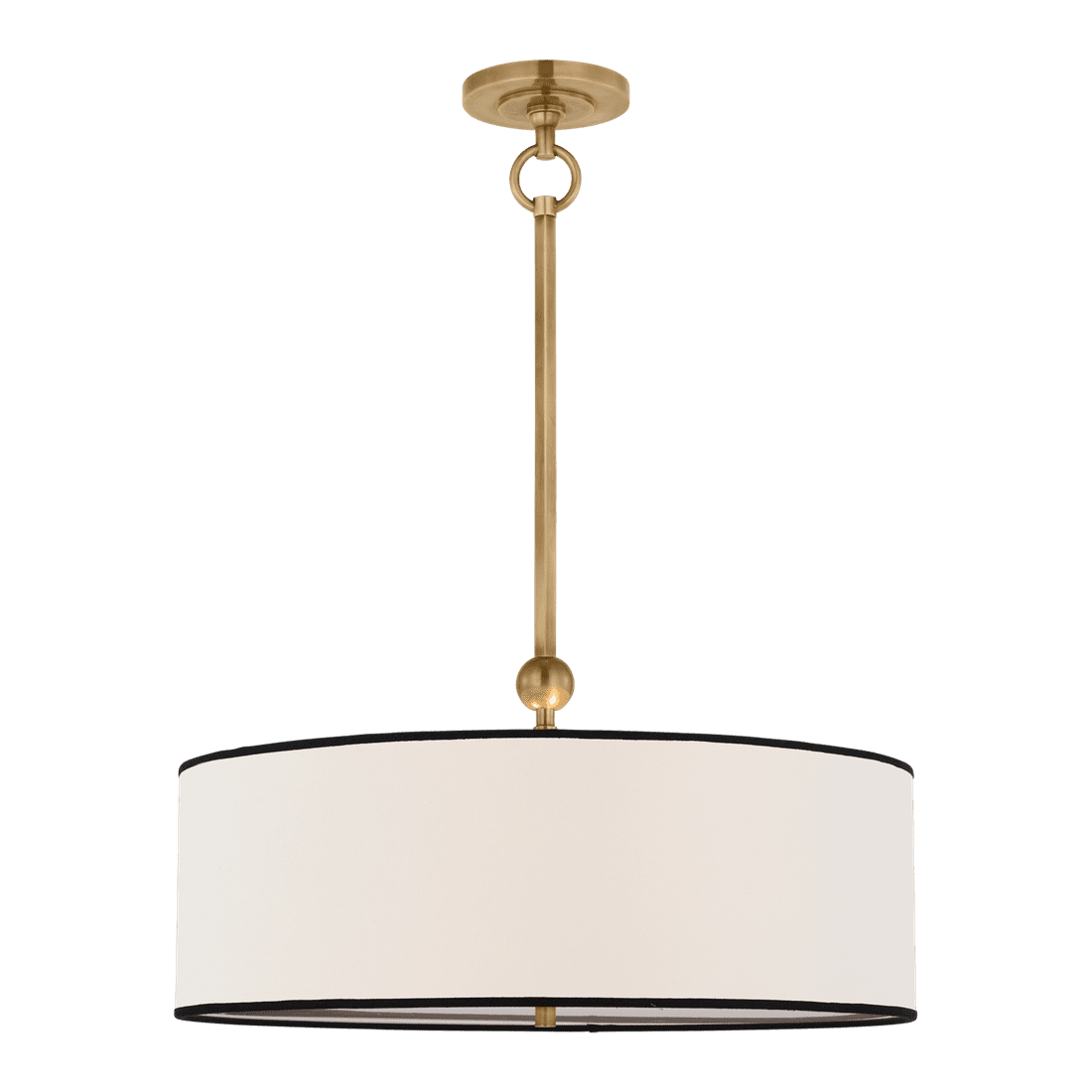 Reed Hanging Shade - Antique Brass with Linen Shade with Black Trim