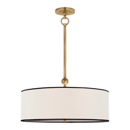 Reed Hanging Shade - Antique Brass with Linen Shade with Black Trim