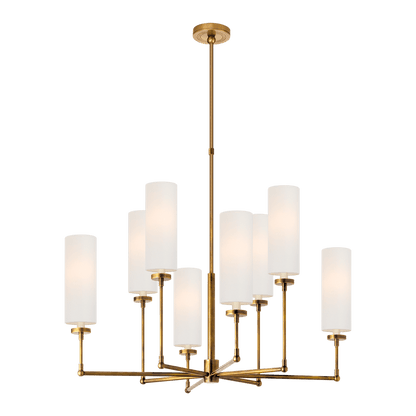 Ziyi Large Chandelier - Antique Brass with Linen Shades