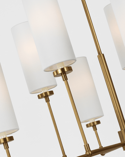 Ziyi Large Chandelier - Antique Brass with Linen Shades