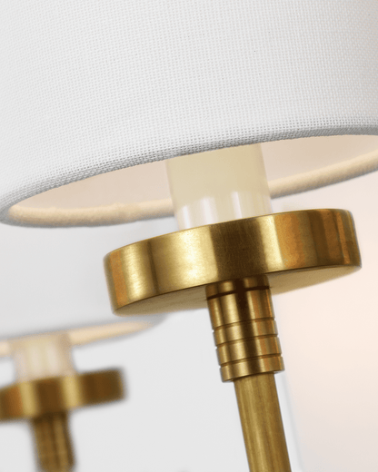 Ziyi Large Chandelier - Antique Brass with Linen Shades